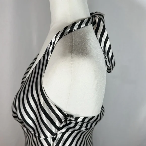 H&M Black & White Striped Satin Halter Top - Picture 4 of 7